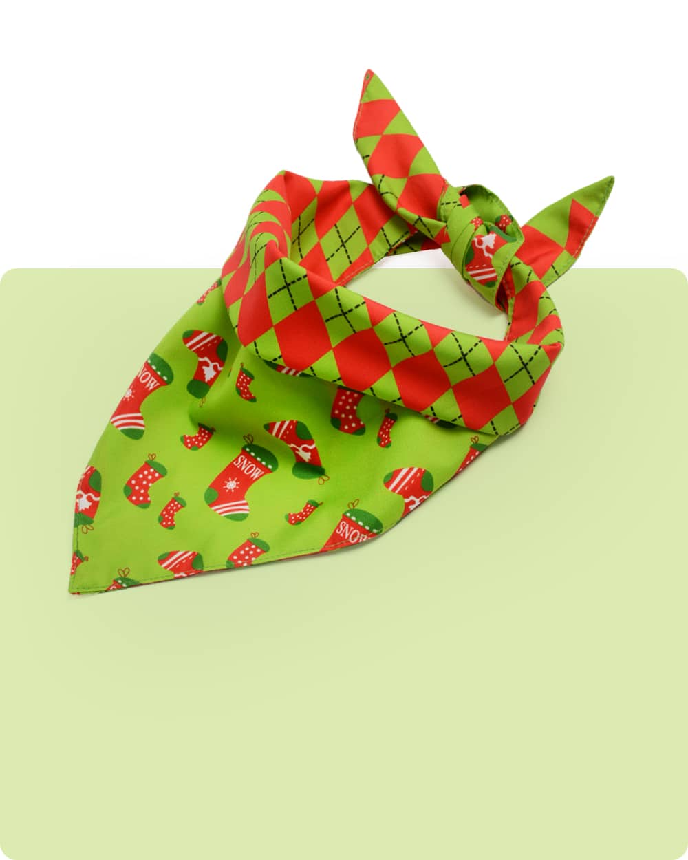 Christmas Reversible Dog Bandana- Christmas Socks