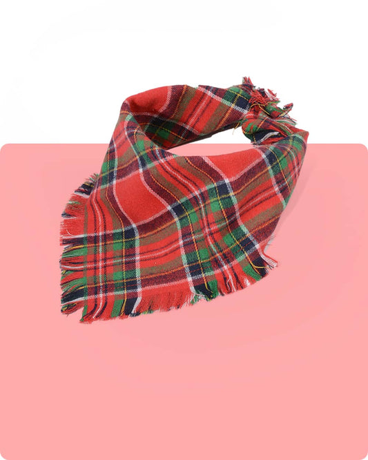 Tassel Dog Bandana - Red Tartan